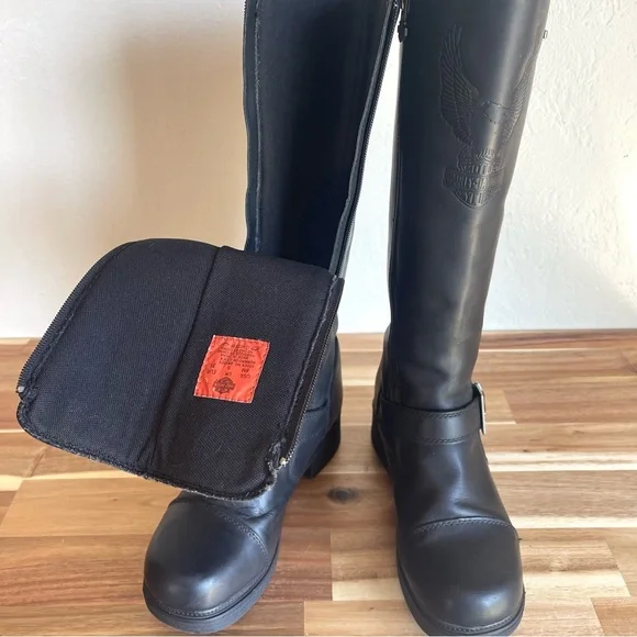Harley-Davison Women’s Hetcheson Black Leather Moto Riding Boots Sz 8
